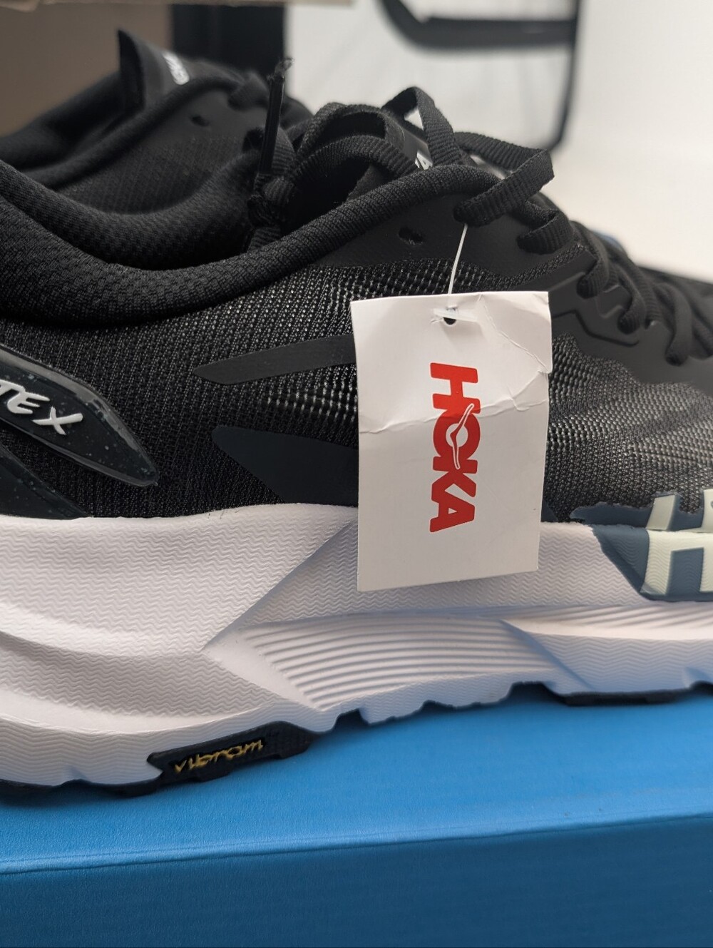 HOKA Mafate X Black Blue Vibram Trail Running Shoes - Picture 15 of 16
